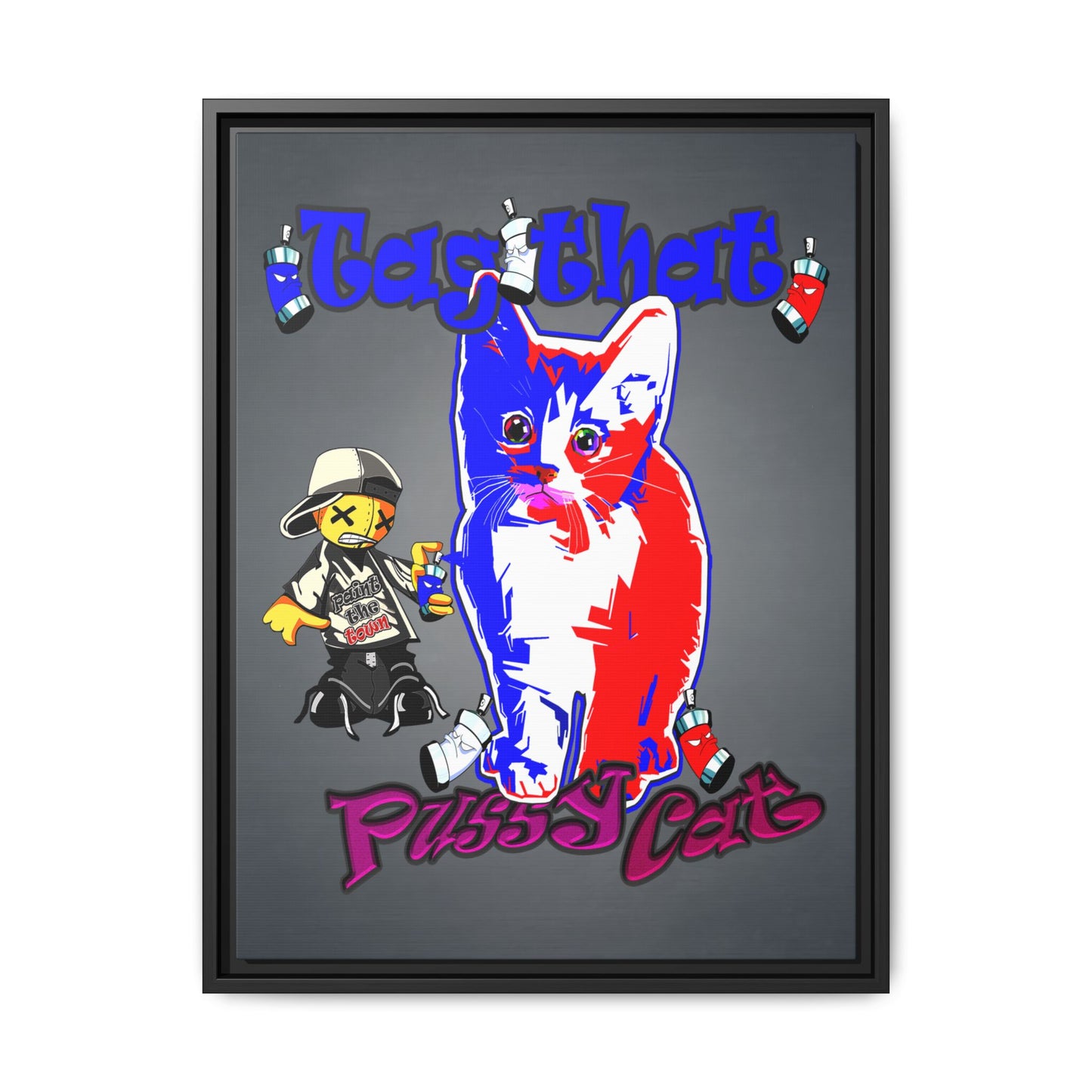tag that - framed canvas art (grey-light grey)