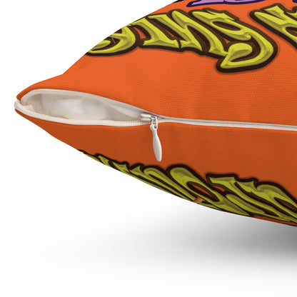 the bum's shit - Spun Polyester Square Pillow - (orange)