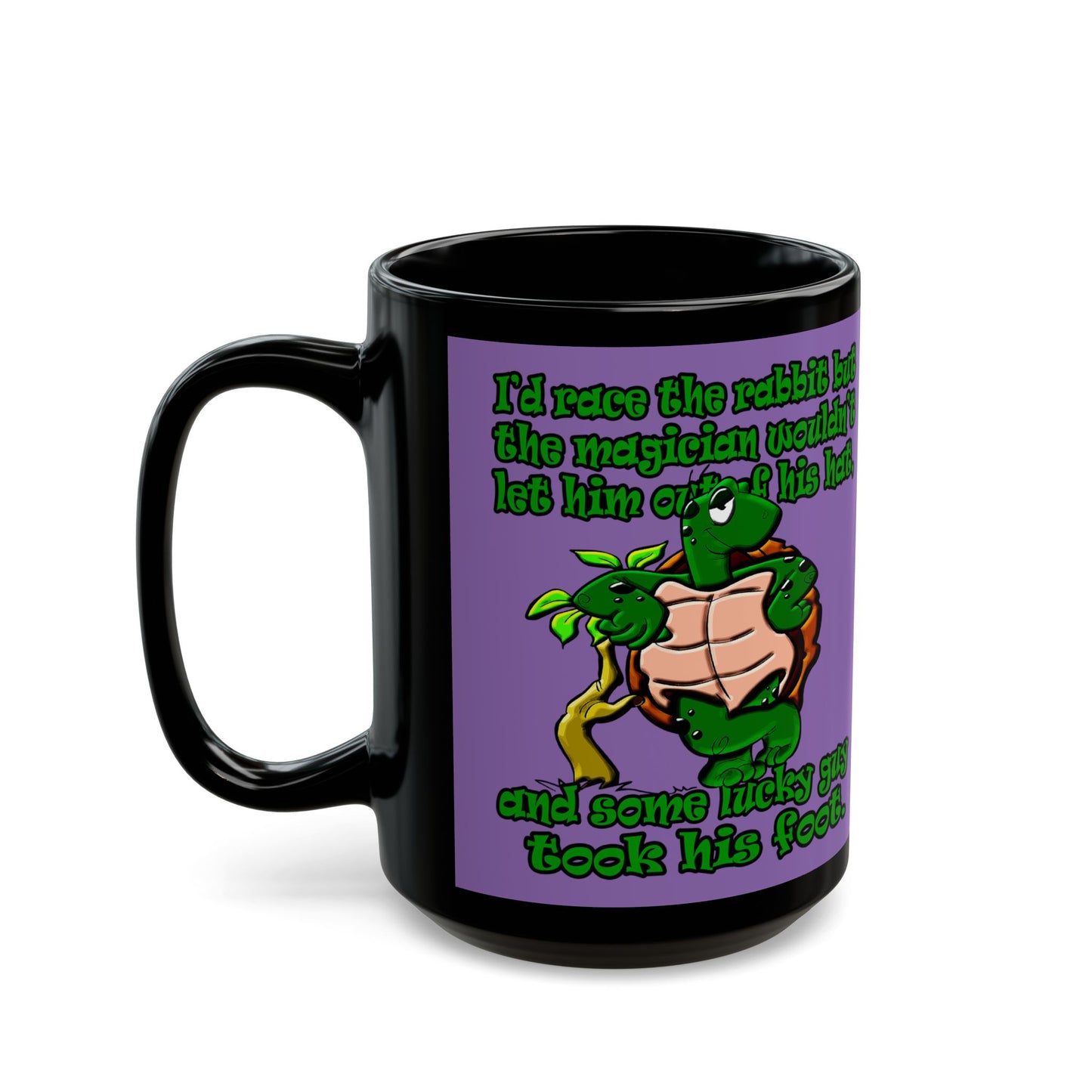 turtle race - Black Mug (light purple)