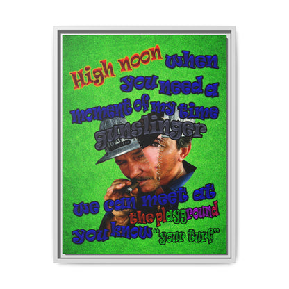 high noon - framed canvas art (green turf)