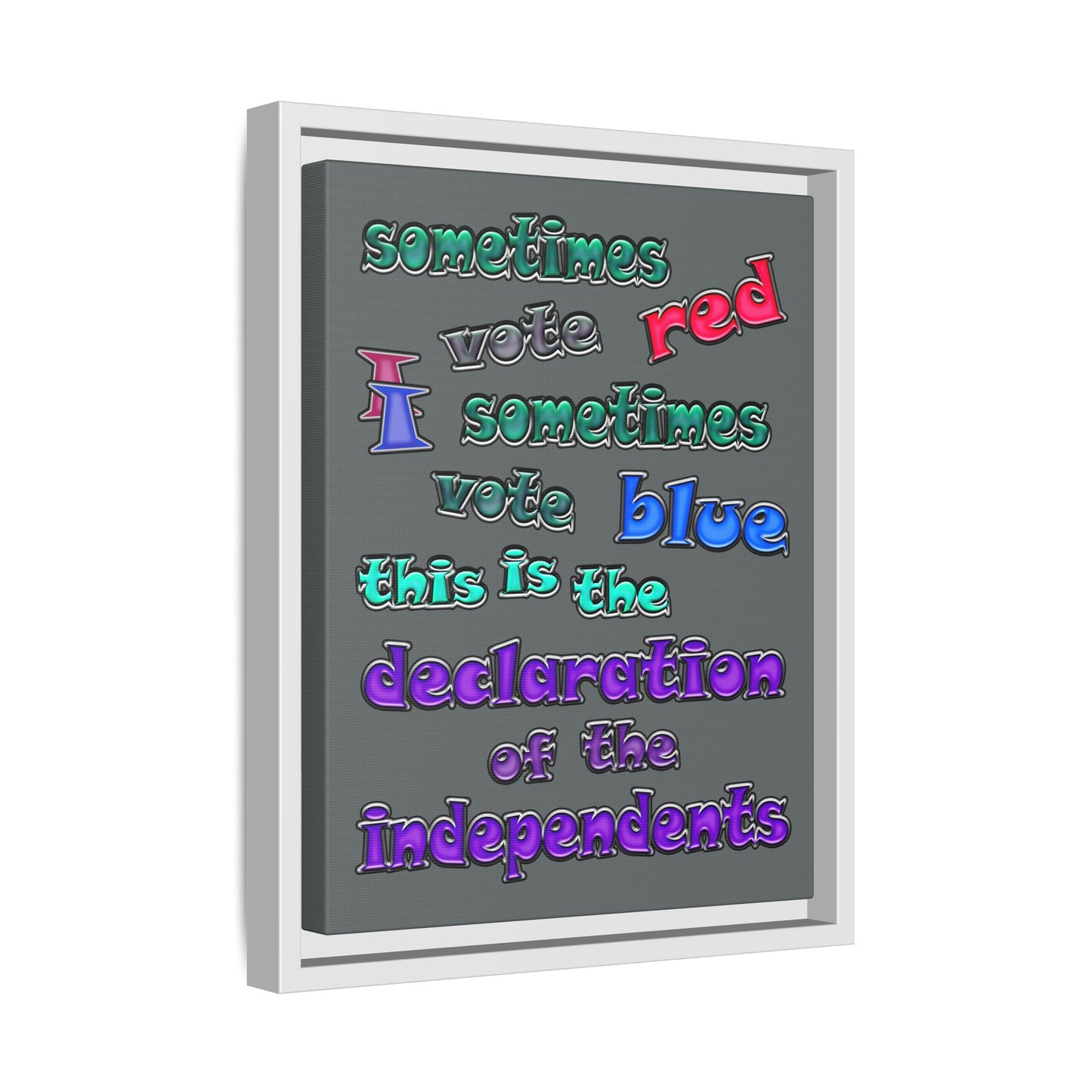 declaration of the independents - framed canvas art (dark grey)