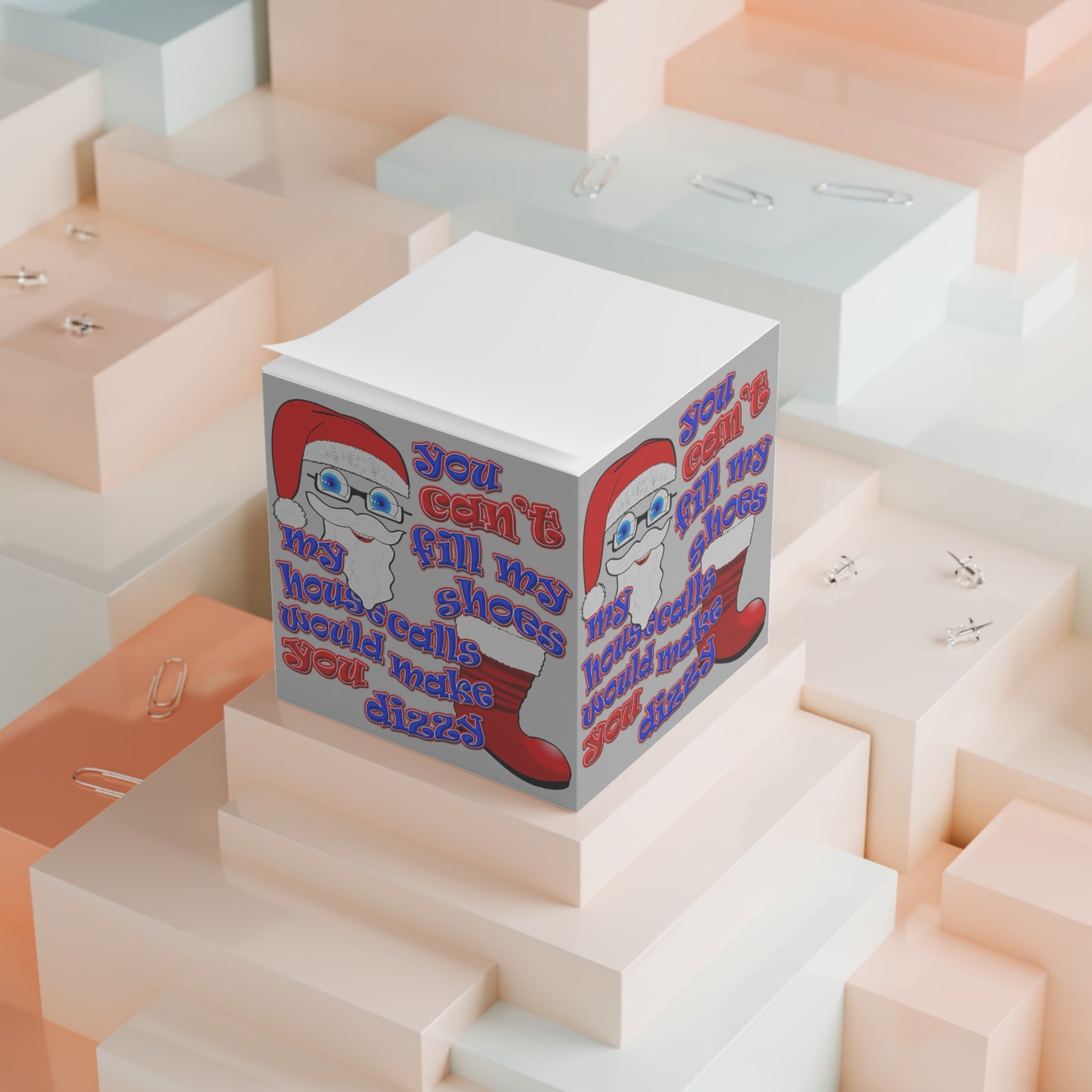 santa's shoes - note cube (light grey)