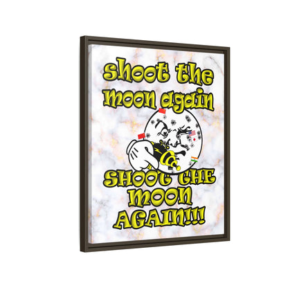 shoot the moon again - framed canvas art (white marble)