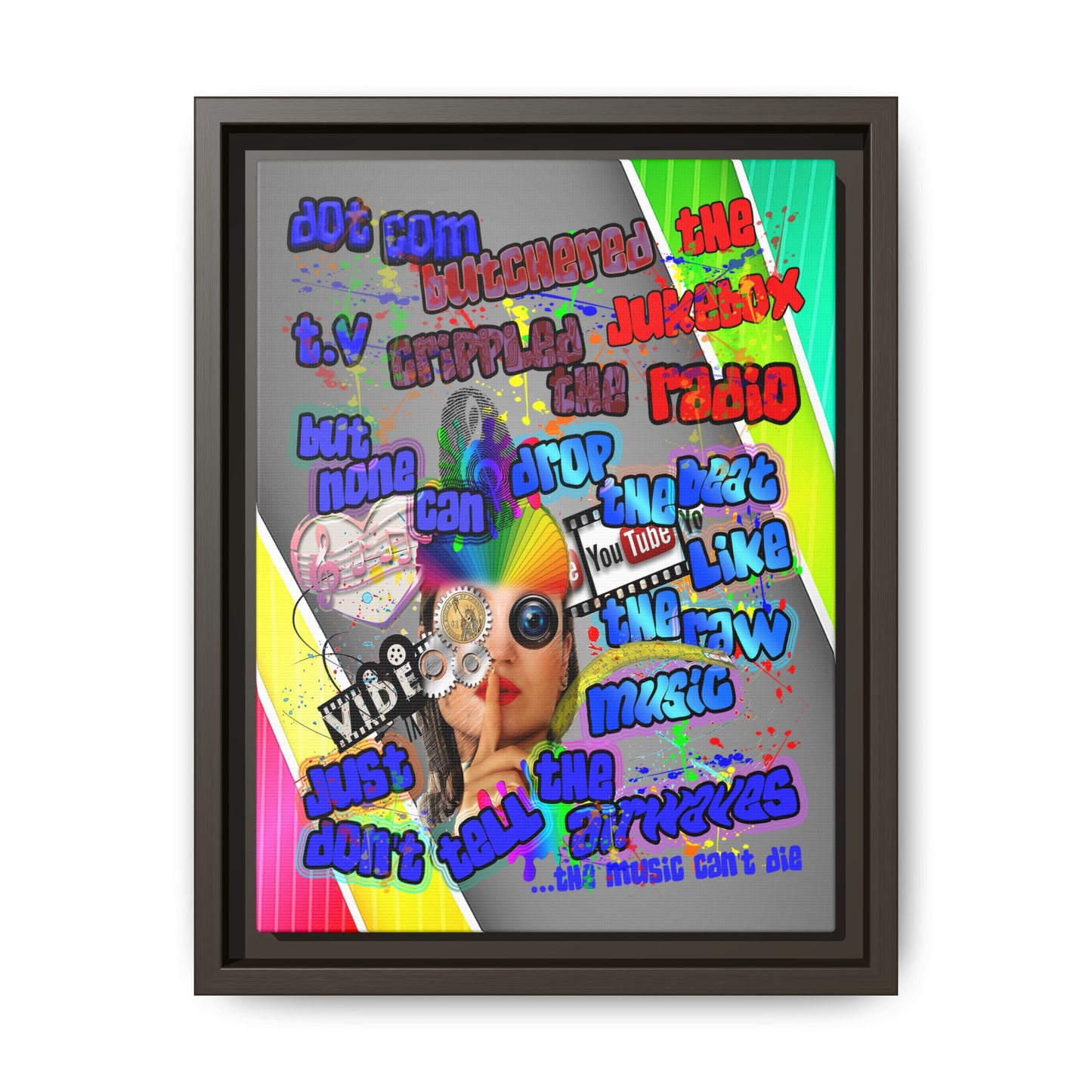 drop the beat - framed canvas art (rainbow split)