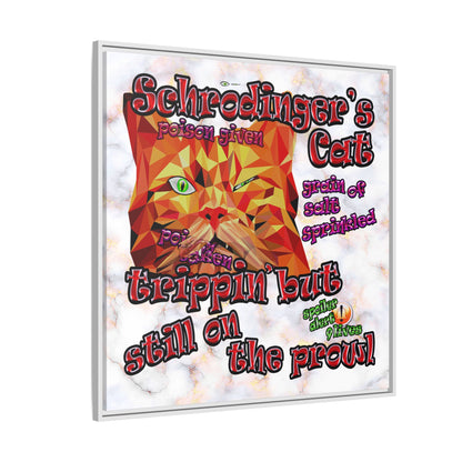 schrodinger's cat - framed canvas art (white marble)