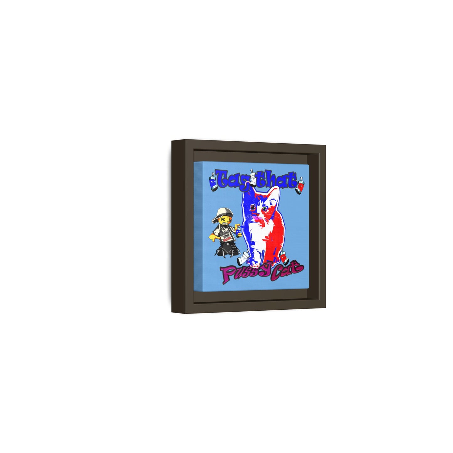 tag that - framed canvas art (light blue)
