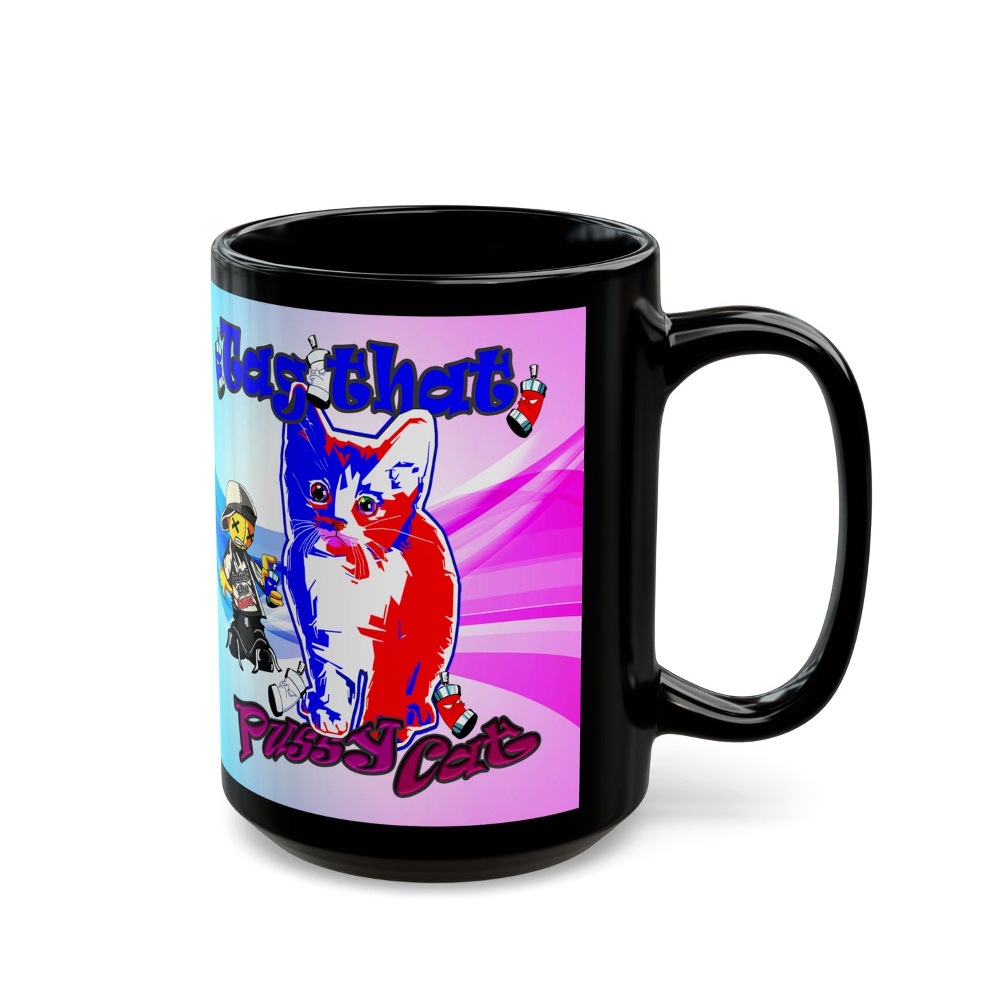 tag that - Black Mug (light blue-pink wave)