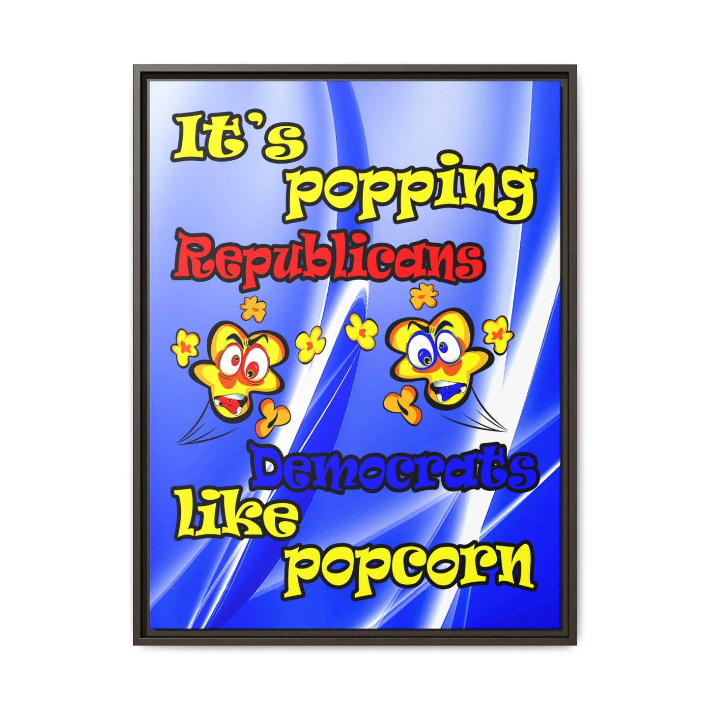 popping like popcorn - framed canvas art (blue-white wave)