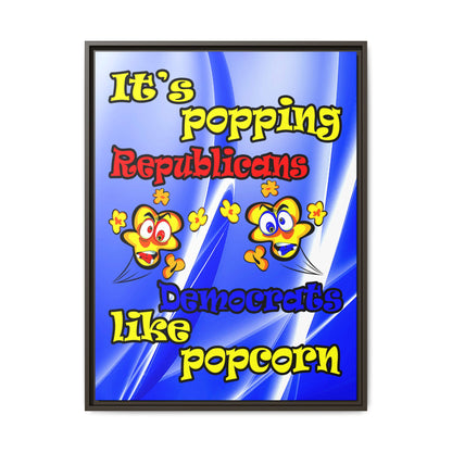 popping like popcorn - framed canvas art (blue-white wave)