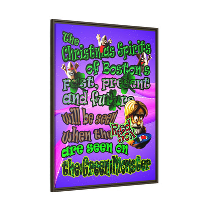christmas spirits of boston - framed canvas art (purple-pink wave)