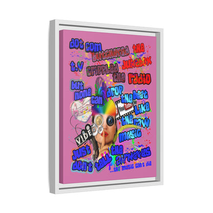 drop the beat - framed canvas art (light pink)