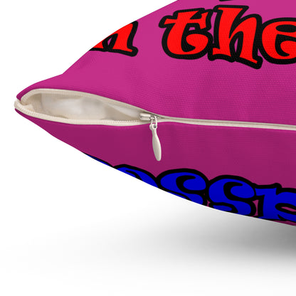 donkeys and elephants - Spun Polyester Square Pillow - (pink)