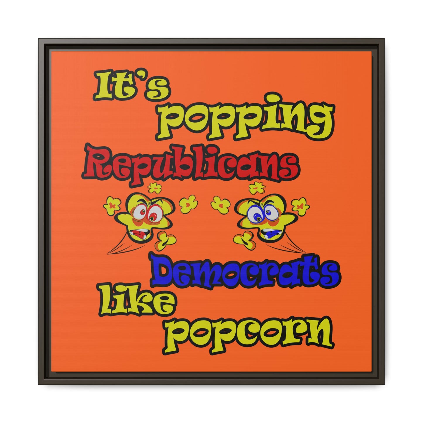 popping like popcorn - framed canvas art (orange)