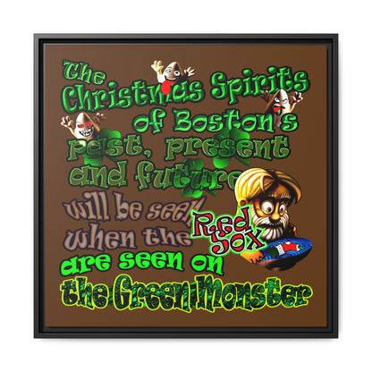 christmas spirits of boston - framed canvas art (brown)