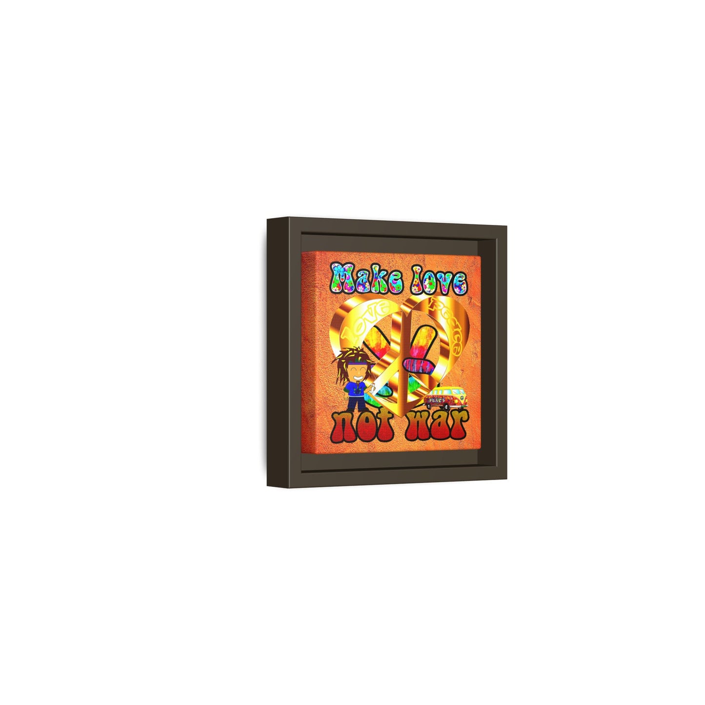 love peace - framed canvas art (burnt orange)