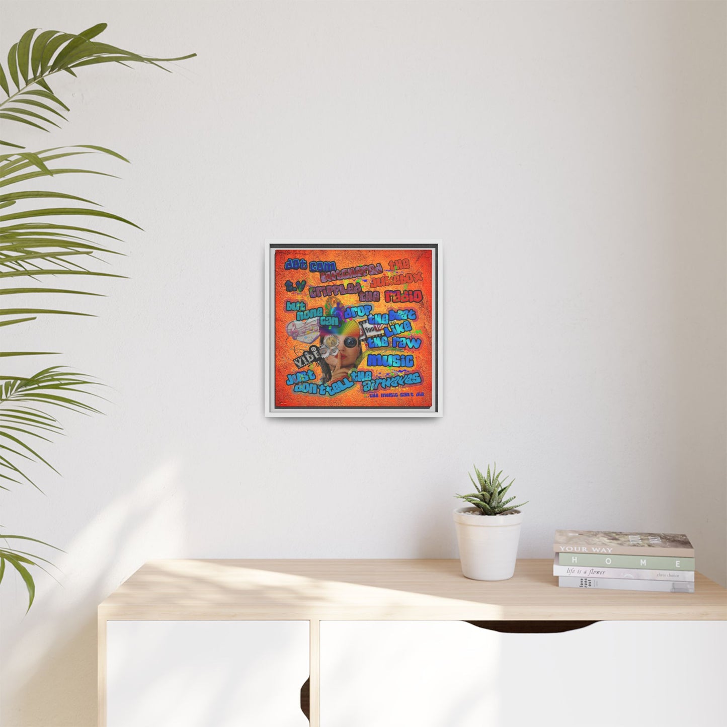 drop the beat - framed canvas art (burnt orange)