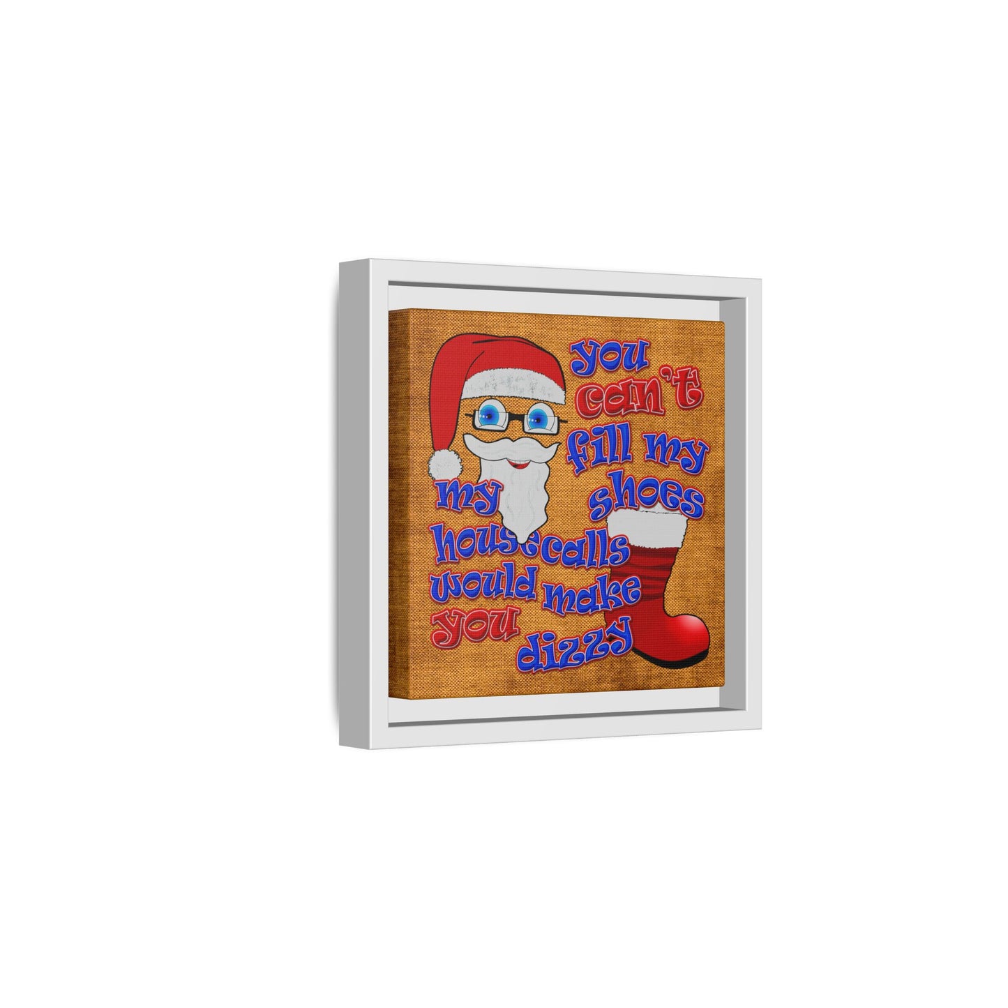 santa's shoes - framed canvas art (brown papyrus)