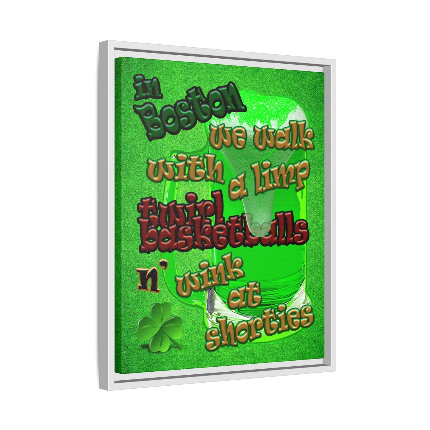 celtics logo - framed canvas art (green turf)
