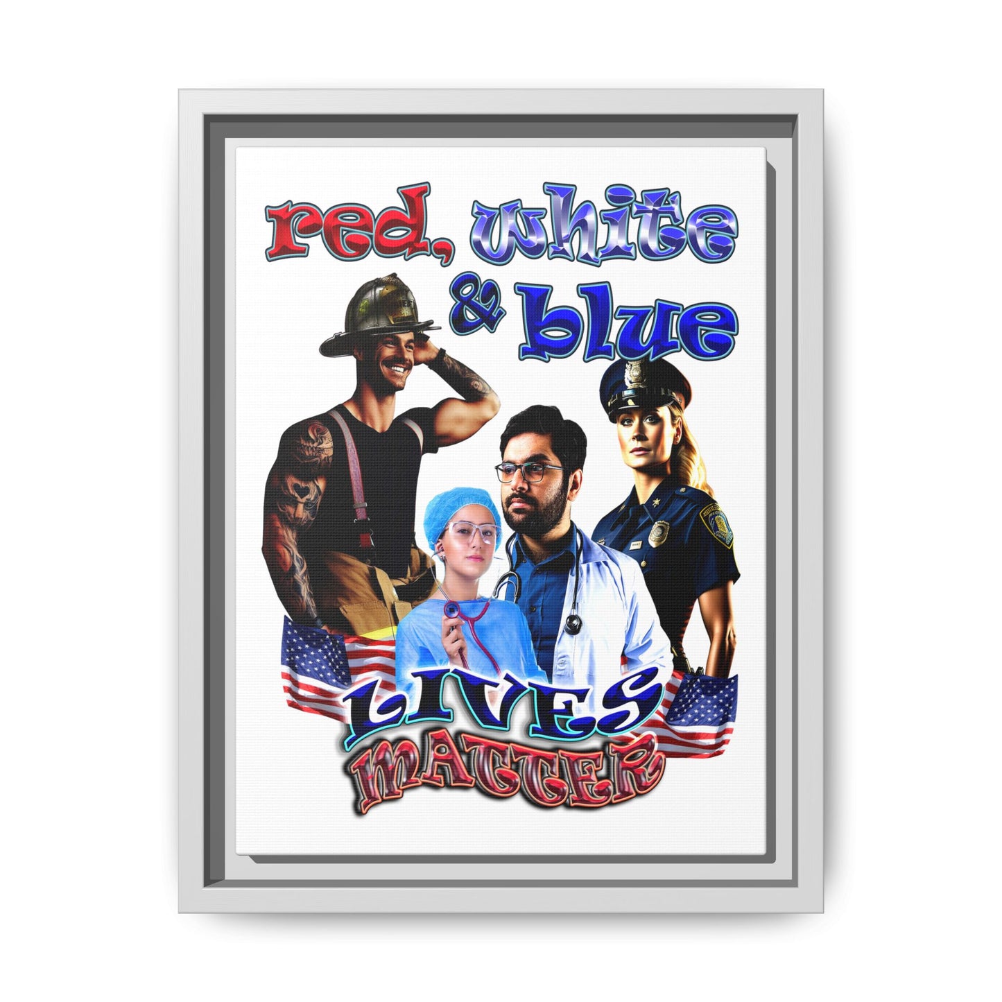 rw&b lives matter - framed canvas art (white)