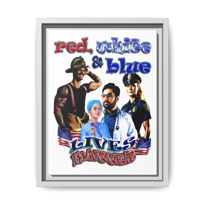 rw&b lives matter - framed canvas art (white)