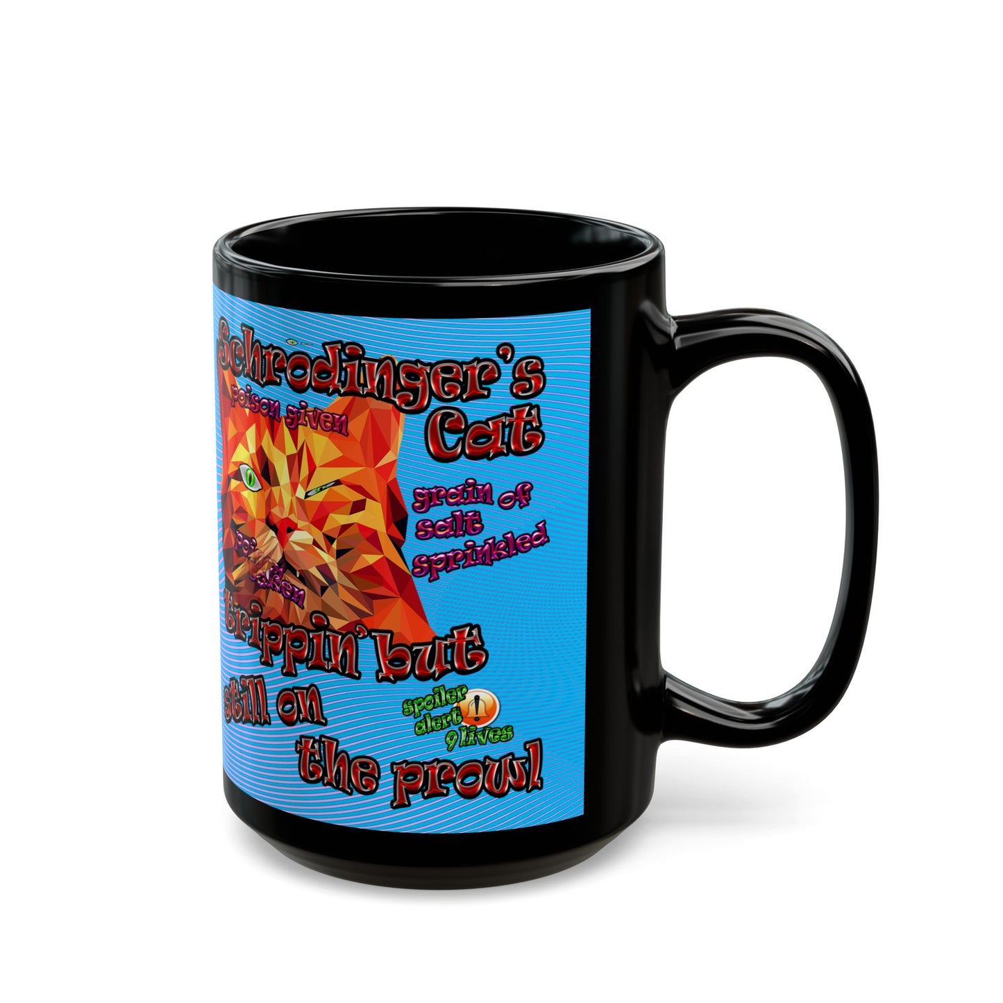 schrodinger's cat - Black Mug (light blue-purple wave)