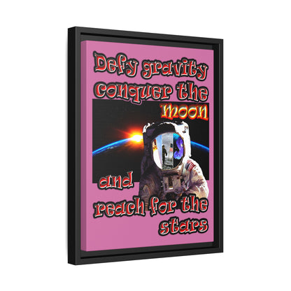 defy conquer reach - framed canvas art (light pink)