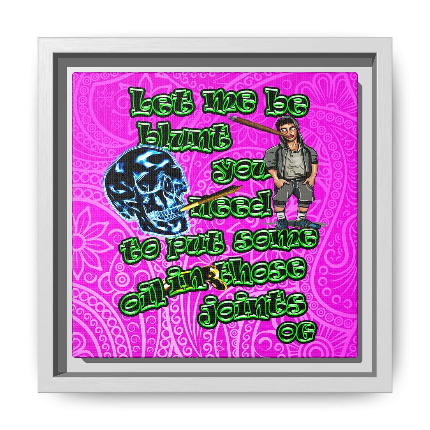 og - framed canvas art (pink swirl)