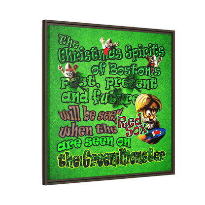 christmas spirits of boston - framed canvas art (green turf)