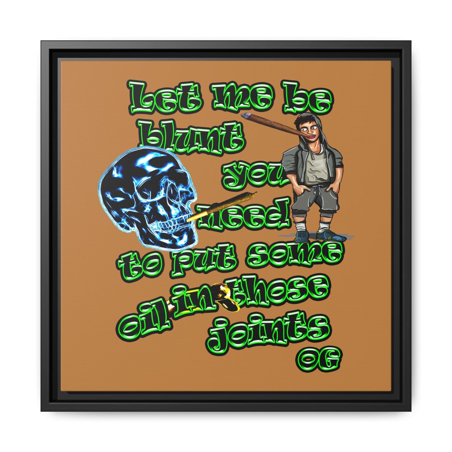 og - framed canvas art (light brown)