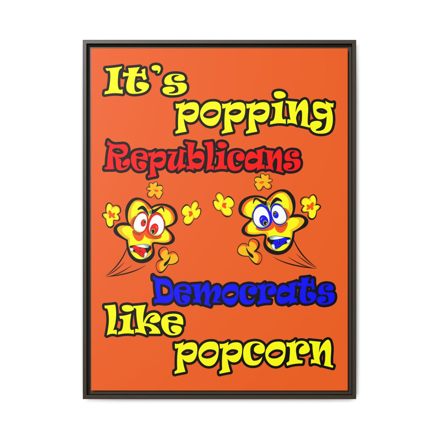 popping like popcorn - framed canvas art (orange)
