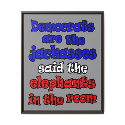 donkeys and elephants - framed canvas art (grey)