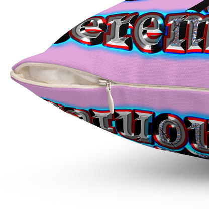 em cee squared - Spun Polyester Square Pillow - (gummy pink)
