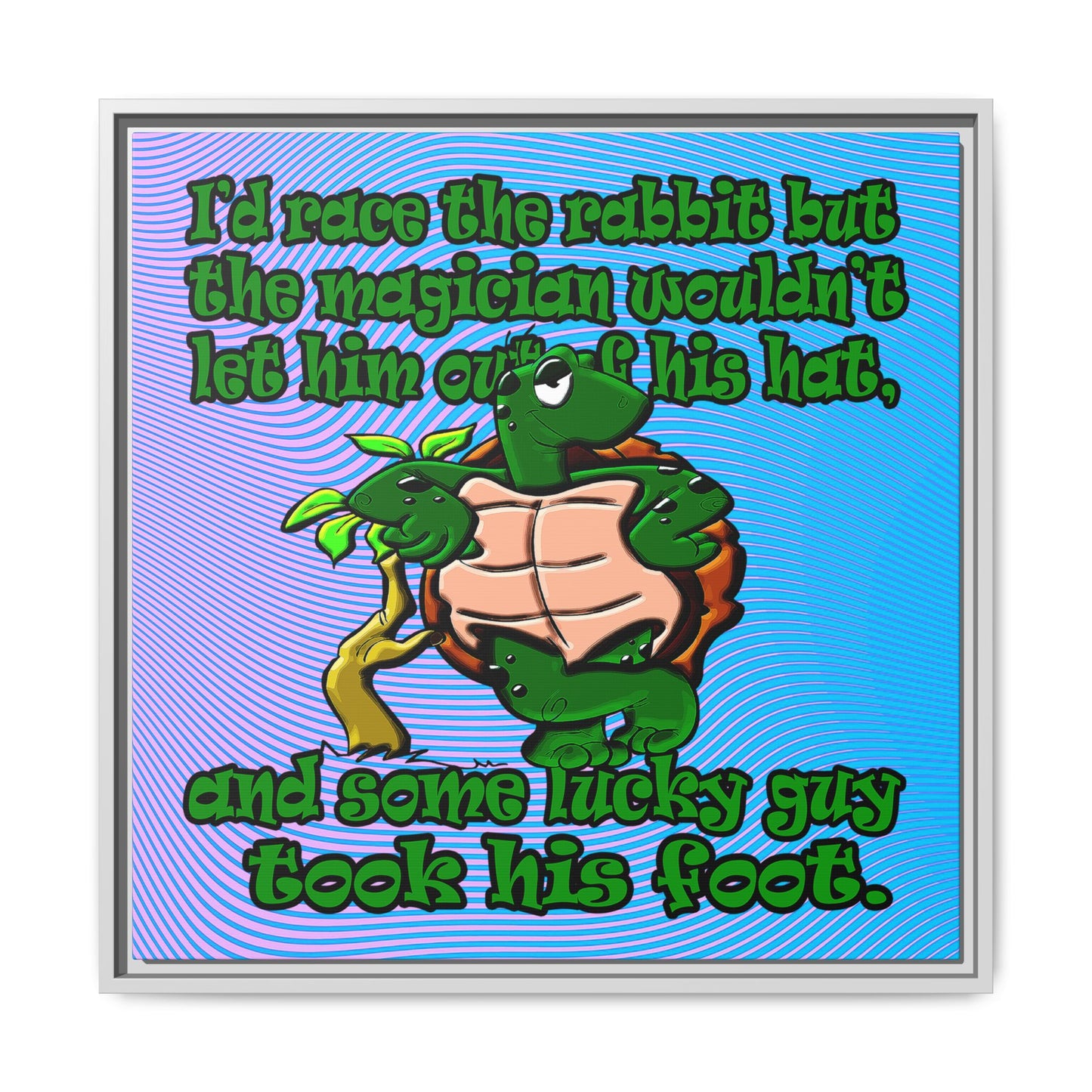 turtle race - framed canvas art (light blue-purple wave)