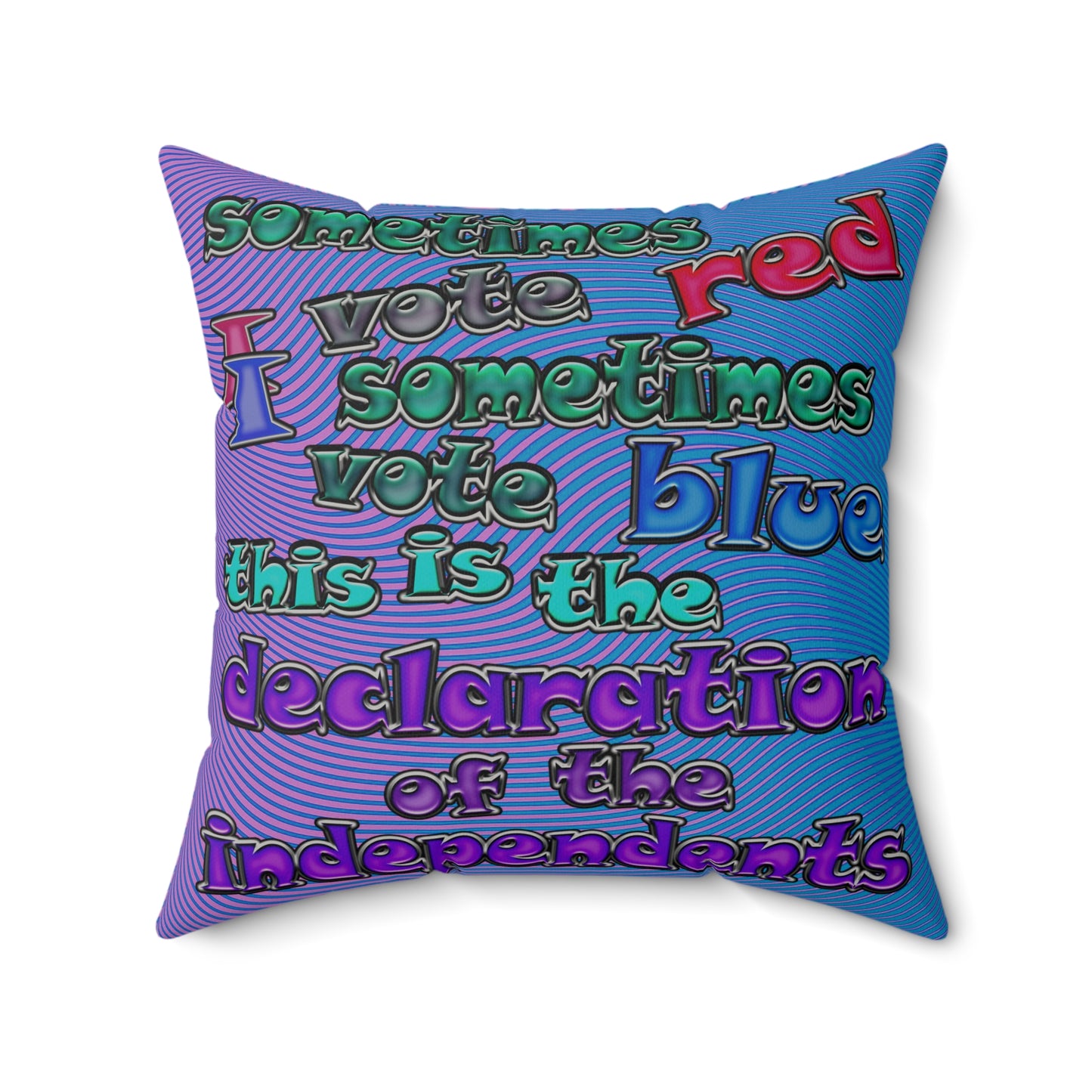 declaration of the independents - Faux Suede Square Pillow - (light blue-purple wave)