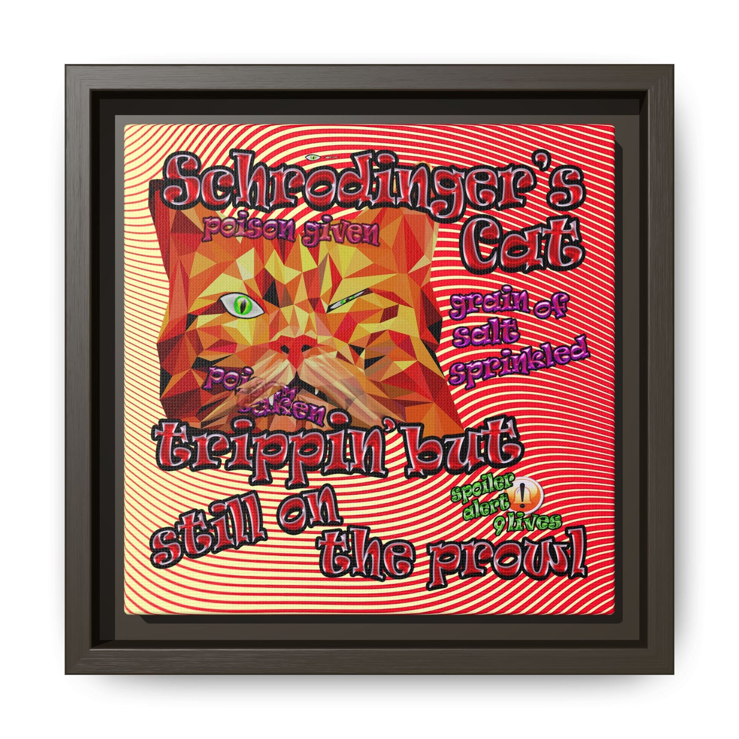 schrodinger's cat - framed canvas art (yellow-orange wave)