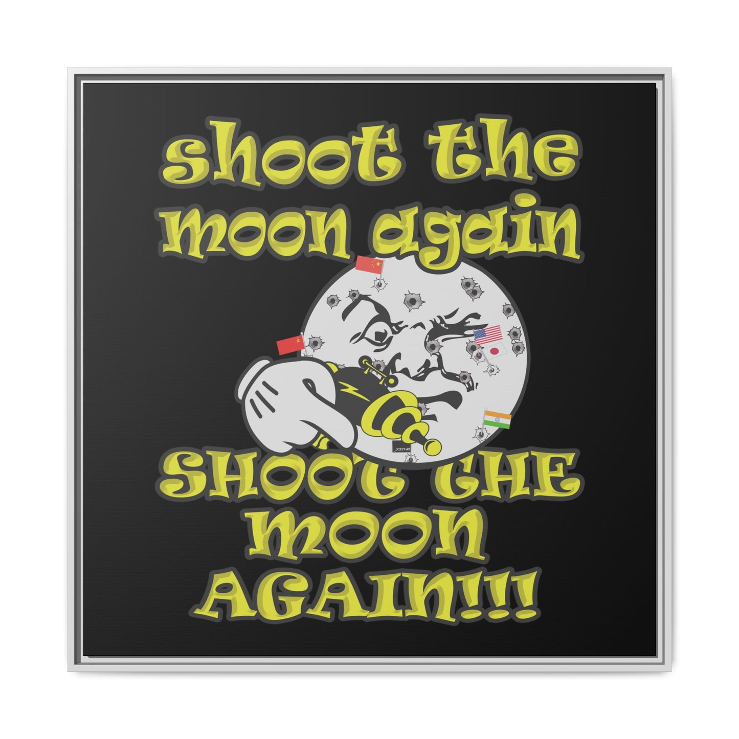 shoot the moon again - framed canvas art (black)