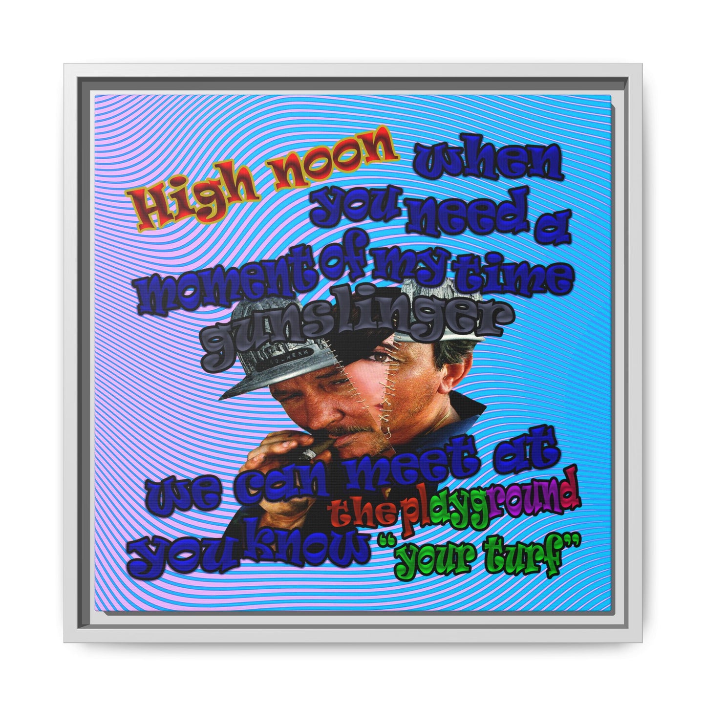 high noon - framed canvas art (light blue-purple wave)