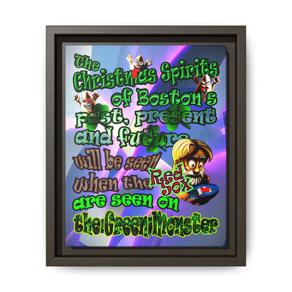 christmas spirits of boston - framed canvas art (grey-pink wave)