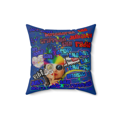 drop the beat - Faux Suede Square Pillow - (dark blue)