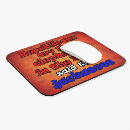 donkeys and elephants - Mouse Pad (Rectangle) (burnt orange)