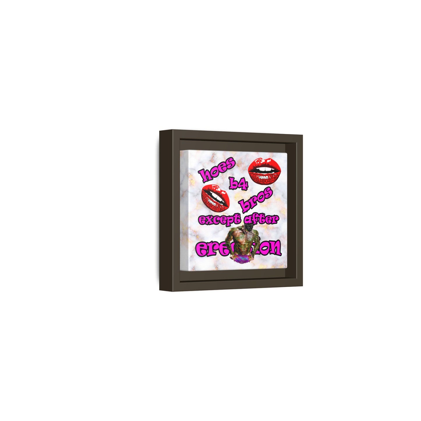 hoes b4 bros - framed canvas art (white marble)