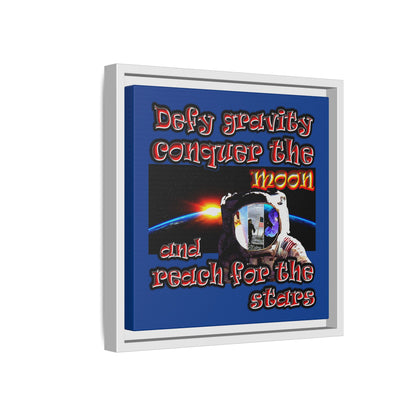 defy conquer reach - framed canvas art (dark blue)