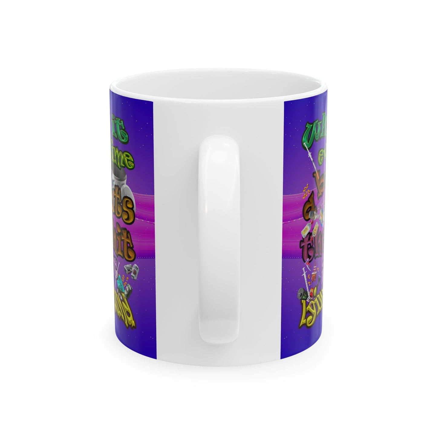 the bum's shit - White Mug (purple-pink wave)