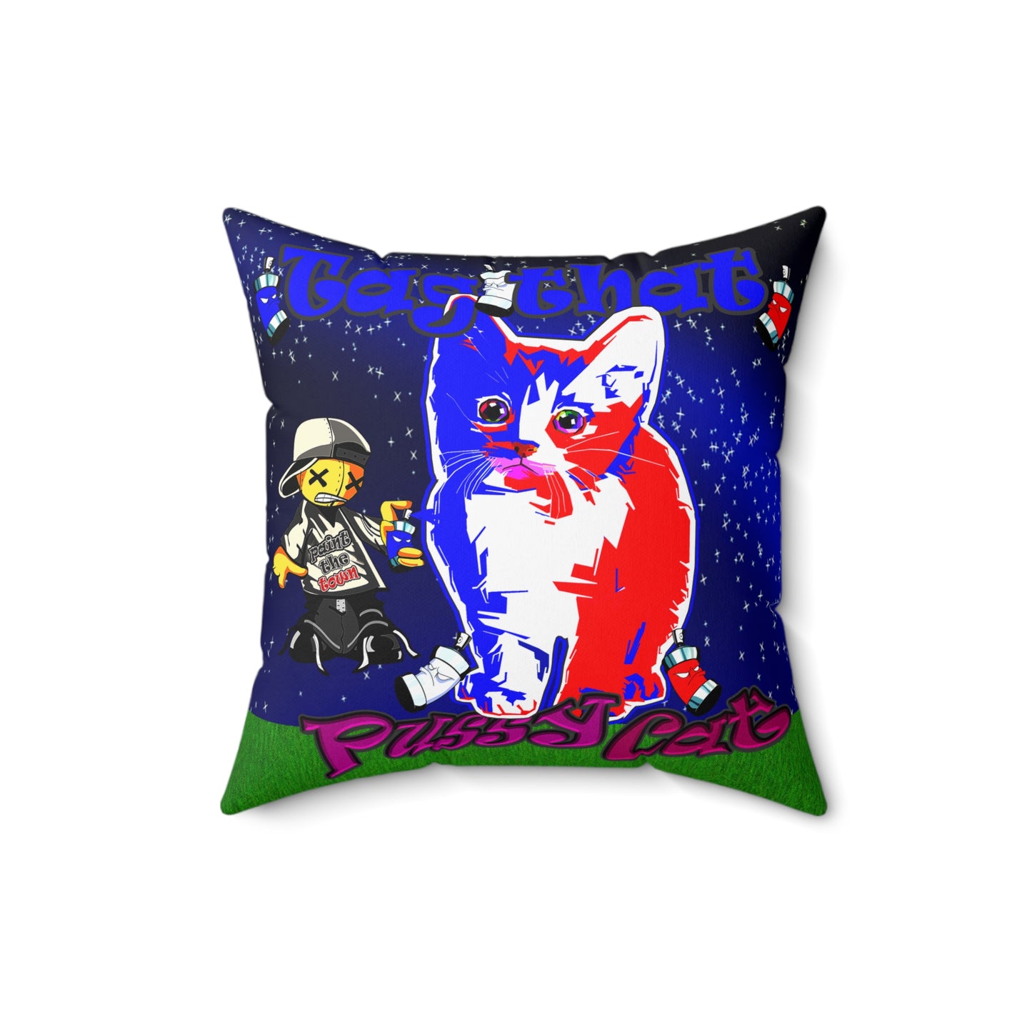 tag that - Spun Polyester Square Pillow - ('snoops' background)