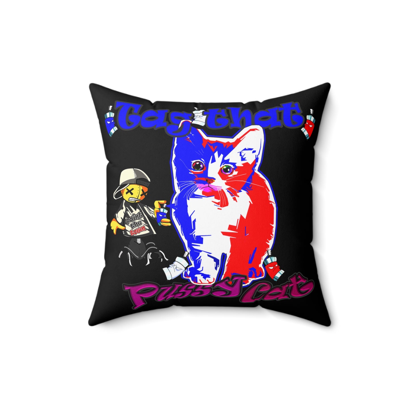 tag that - Spun Polyester Square Pillow - (black)