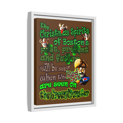 christmas spirits of boston - framed canvas art (brown)