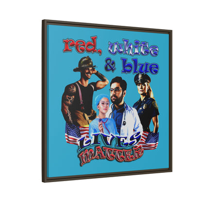 rw&b lives matter - framed canvas art (turquoise)