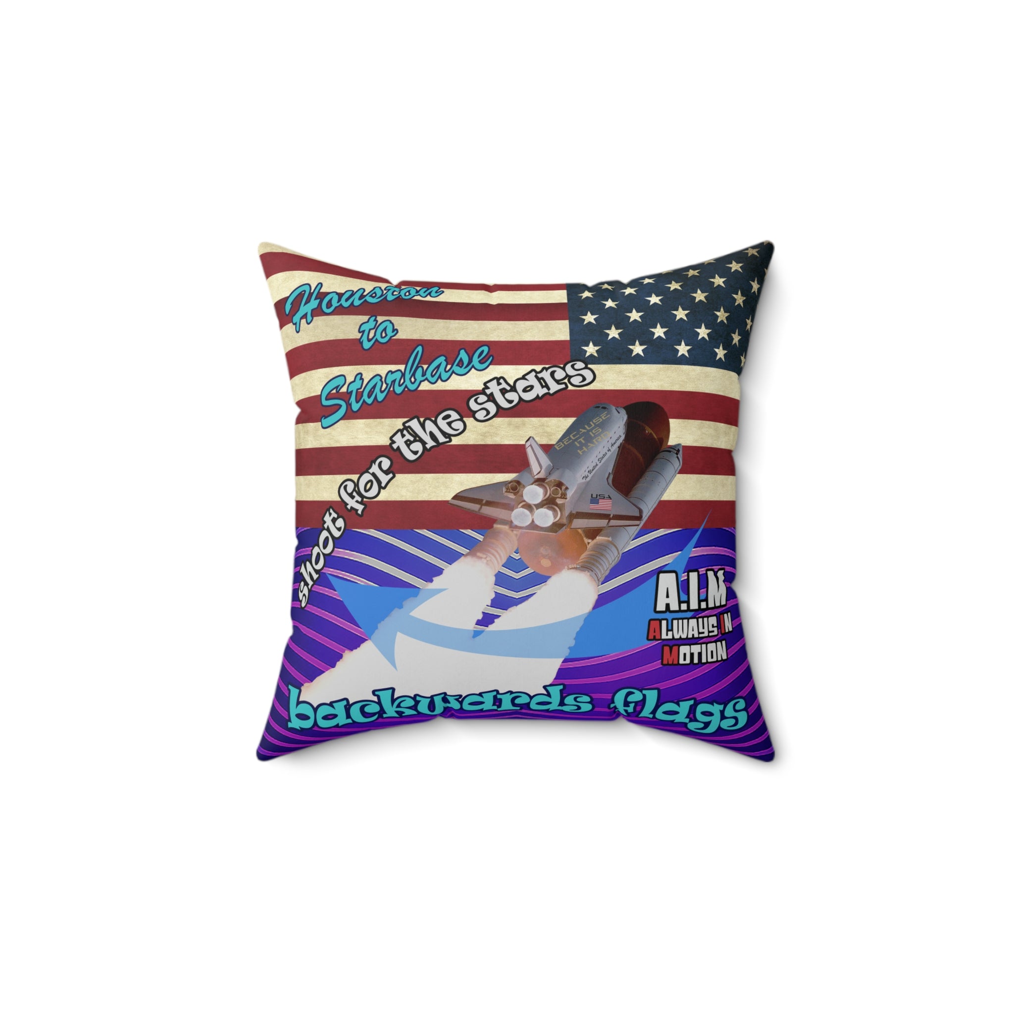 shoot for the stars - Spun Polyester Square Pillow - (purple wave)