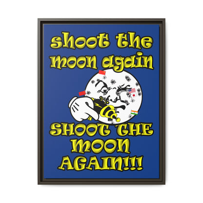 shoot the moon again - framed canvas art (dark blue)
