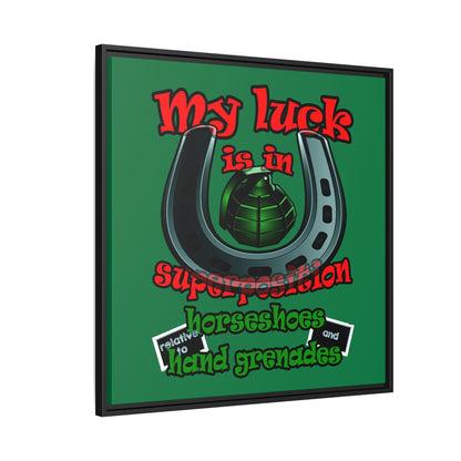 my luck - framed canvas art (dark green)